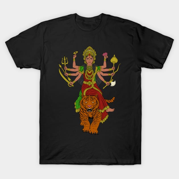 Hindu God - Durga T-Shirt by Modern Medieval Design